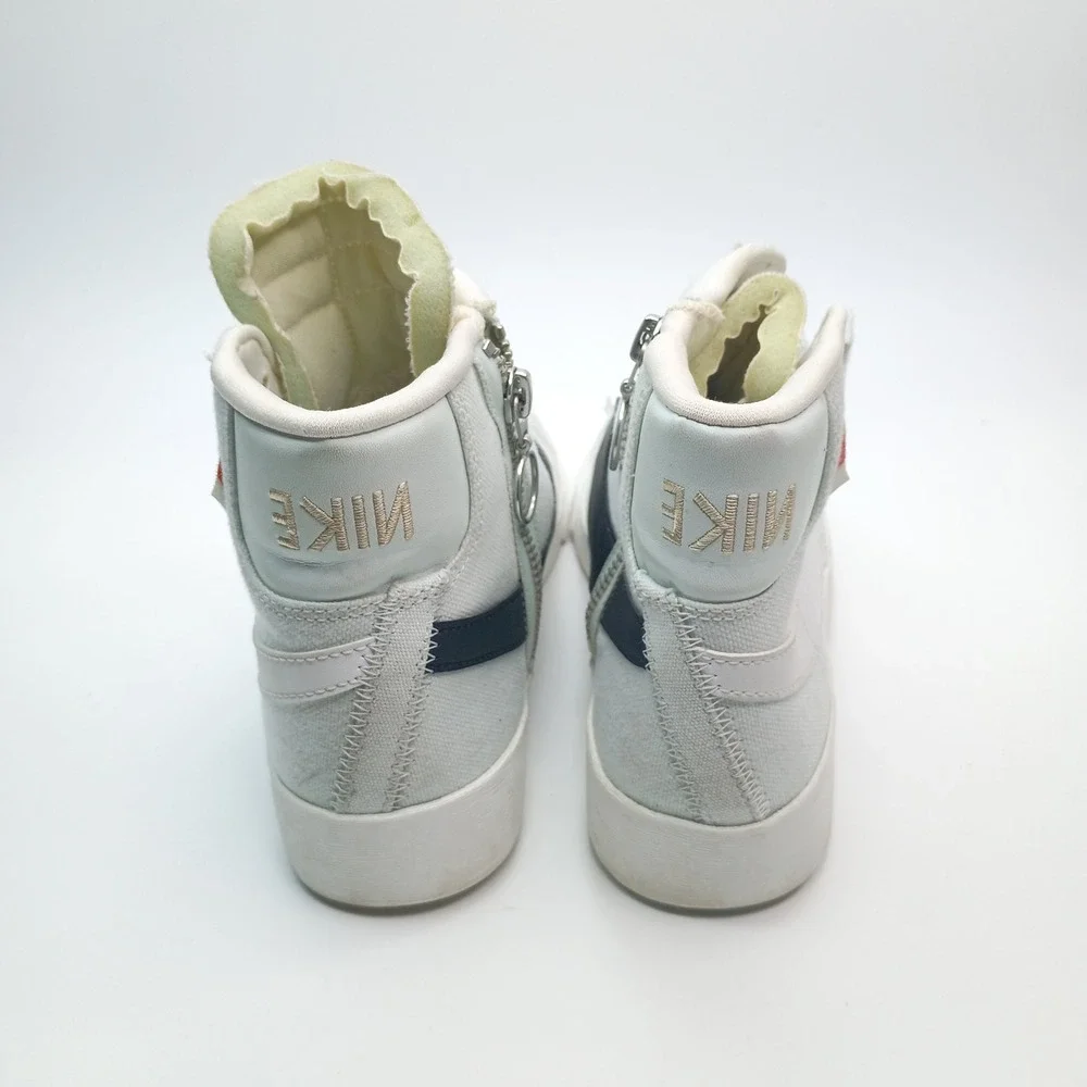 Nike Blazer Mid Rebel Light Blue Canvas High Top Sneakers BQ4022-401 Womens 7